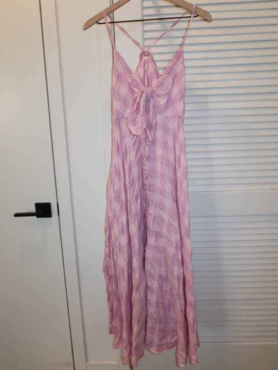 Free People Dresses & Skirts - Free People Light Pink Gingham Tie-Back Maxi Dress